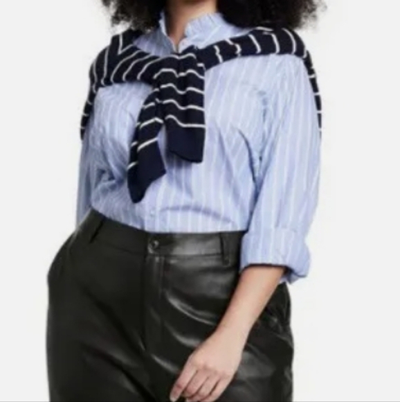 Nili Lotan Target Women's  Ruffle Collar Striped  Button Down Shirt NWT Size XXS - Picture 3 of 10